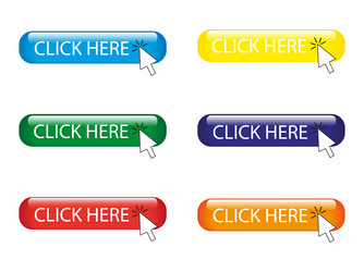 click here colorful buttons with arrow pointer vector image