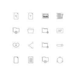 files and folders sign linear thin icons set vector image