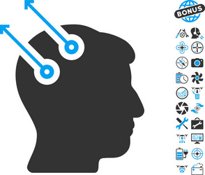 neural interface plugs icon with copter tools vector image