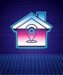 retro style map pointer with house icon isolated vector image