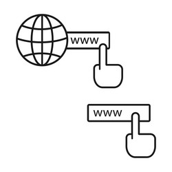 www internet symbols with clicking hand symbol vector