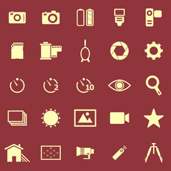 camera color icons on red background vector image