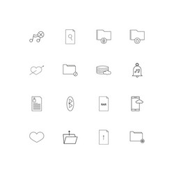 files and folders sign linear thin icons set vector image