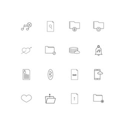 Files and folders sign linear thin icons set vector