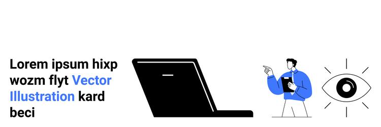 man analyzing data with a notepad near laptop vector image
