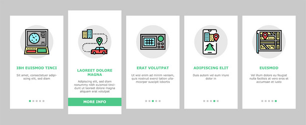 Map location system onboarding icons set vector