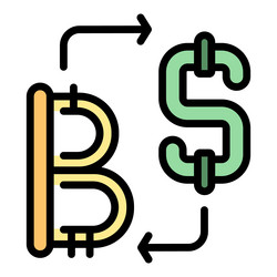 bitcoin and dollar sign exchanging in blockchain vector image