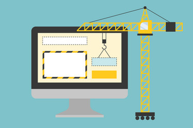 Crane working with website page in computer vector
