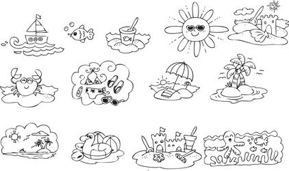 Cute Summer Coloring Pages Vector Image