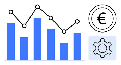 data analytics with bar chart line graph euro vector image