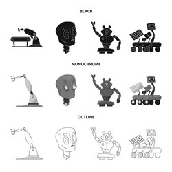 design of robot and factory icon set vector image