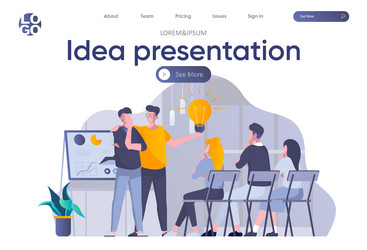 Idea presentation landing page with header Vector Image