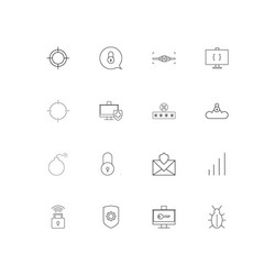 Internet security linear thin icons set outlined vector