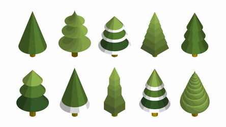 Isometric Pine Tree Set vector image