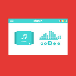 media player application app template with flat vector