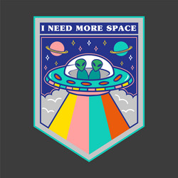 Patch with ufo and aliens for print vector