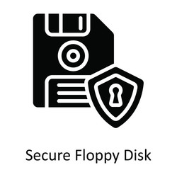 Secure floppy disk solid icon design illus vector