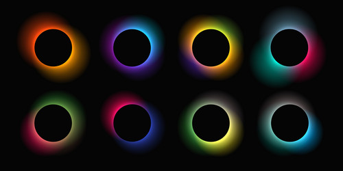 set of circle illuminate light frames with color vector image