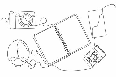 continuous one line drawing open notebook vector image