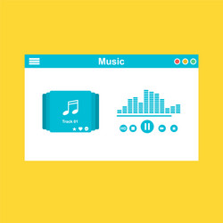 media player application app template with flat vector image