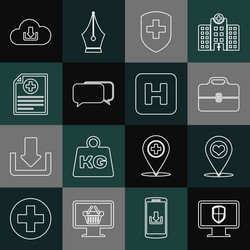 set line monitor and shield map pointer vector image