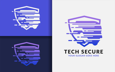 Tech secure logo design abstract shield combined vector