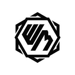 wm logo monogram hexagon shape with geometric vector image