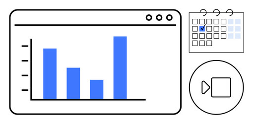 data analysis dashboard with bar chart calendar vector image