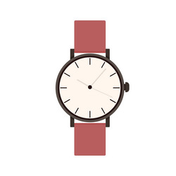 hand watch design with leather bracelet and round vector