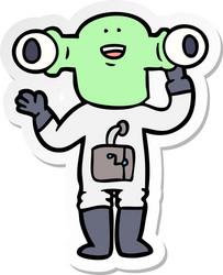 Design of cute alien waving hand on the planet 5054343 Vector Art