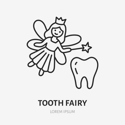 tooth fairy doodle line icon thin outline vector