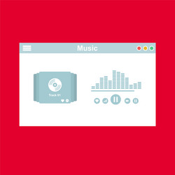 media player application app template with flat vector image