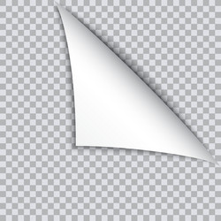 page curl with shadow on blank sheet of paper vector image