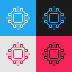 Pop art line computer processor vector