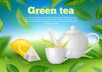 tea poster relax time hot liquid products vector