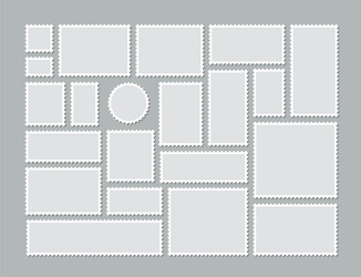 empty stamps collection with different shapes vector image