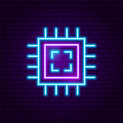 Microchip neon label vector