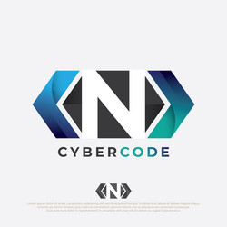 Programmer logo with letter n design code icon vector