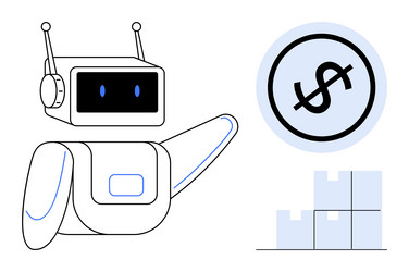 robotic automation supporting logistics and cost vector image