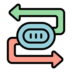 round button with three lines and two arrows vector image