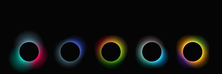set of circle illuminate light frames with color vector image