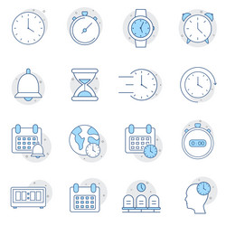 Thin line icons set for time and date web vector