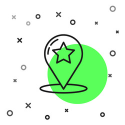black line map pointer with star icon isolated vector image