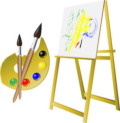 Palette brush easel vector