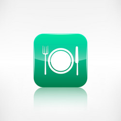 platefork and knife icon application button vector image