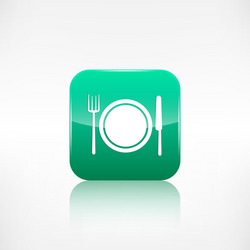 platefork and knife icon application button vector