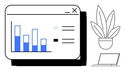 data analysis and workspace elements with bar vector image
