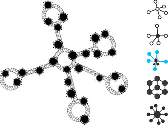 Links wire frame mesh icon with coronavirus parts vector