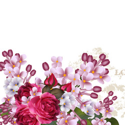 Romantic Floral Background - Lilac & Roses Vector Image