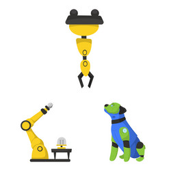 Isolated object of robot and factory symbol set vector